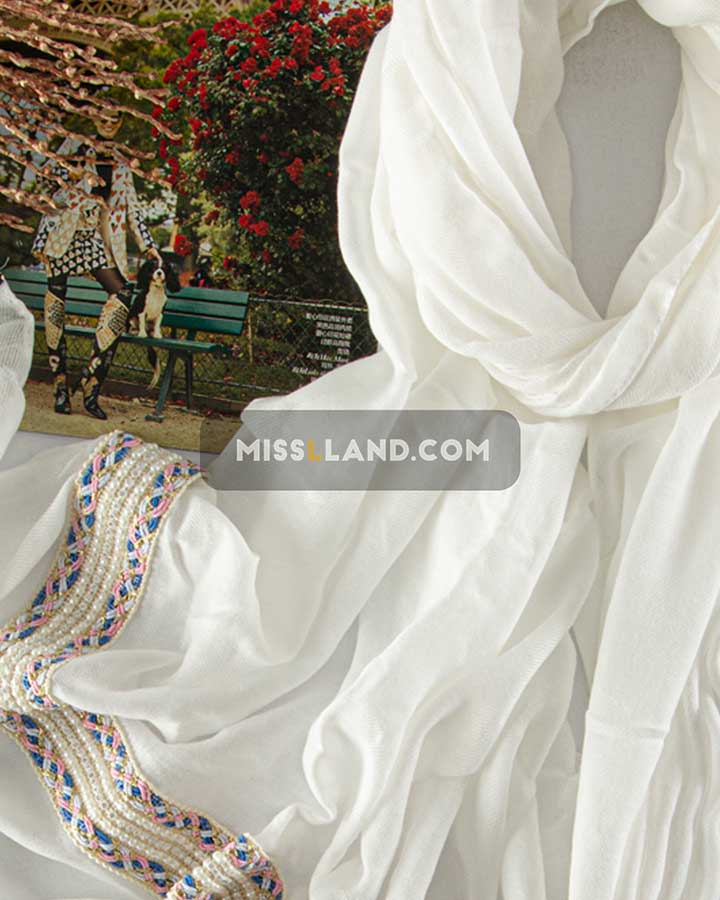 شال مزونی پارلا ـ مدل 1504 حاشیه سفید