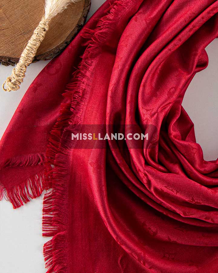 روسری پاییزه طرح لویی ویتون - مدل 7004 حاشیه قرمز