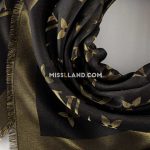 روسری پاییزه بئاتریس - مدل 7264 حاشیه طلایی مشکی