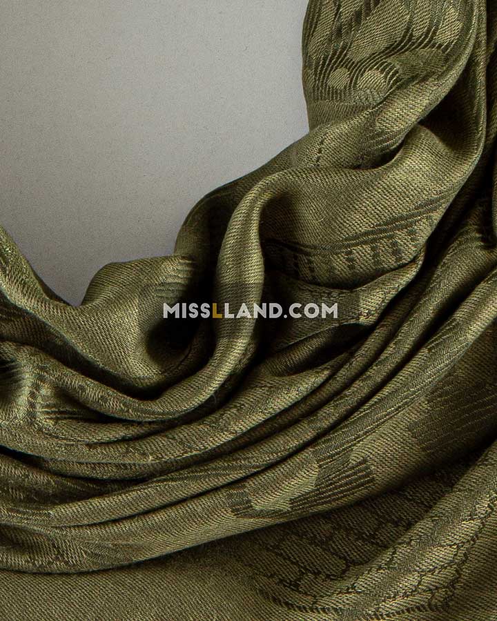 روسری نخی ژاکارد هرمس - مدل 7268 حاشیه یشمی