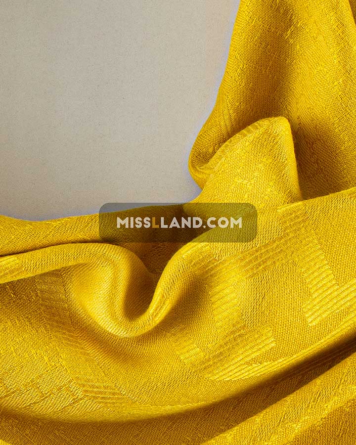 روسری نخی ژاکارد هرمس - مدل 7268 حاشیه زرد