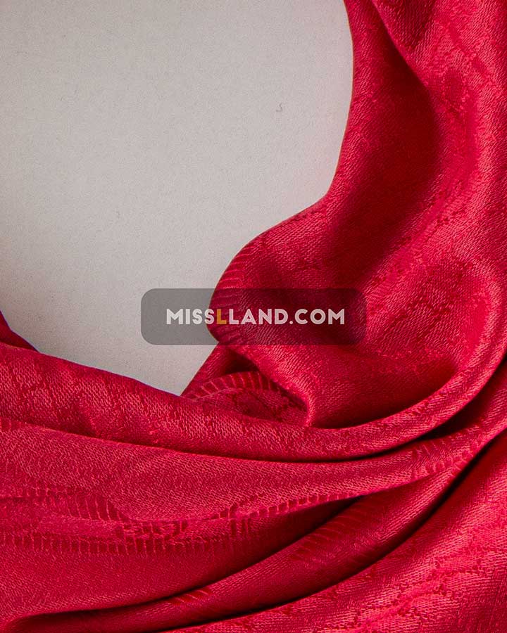 روسری نخی ژاکارد هرمس - مدل 7268 حاشیه قرمز
