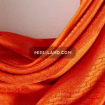 روسری نخی ژاکارد هرمس - مدل 7268 حاشیه نارنجی