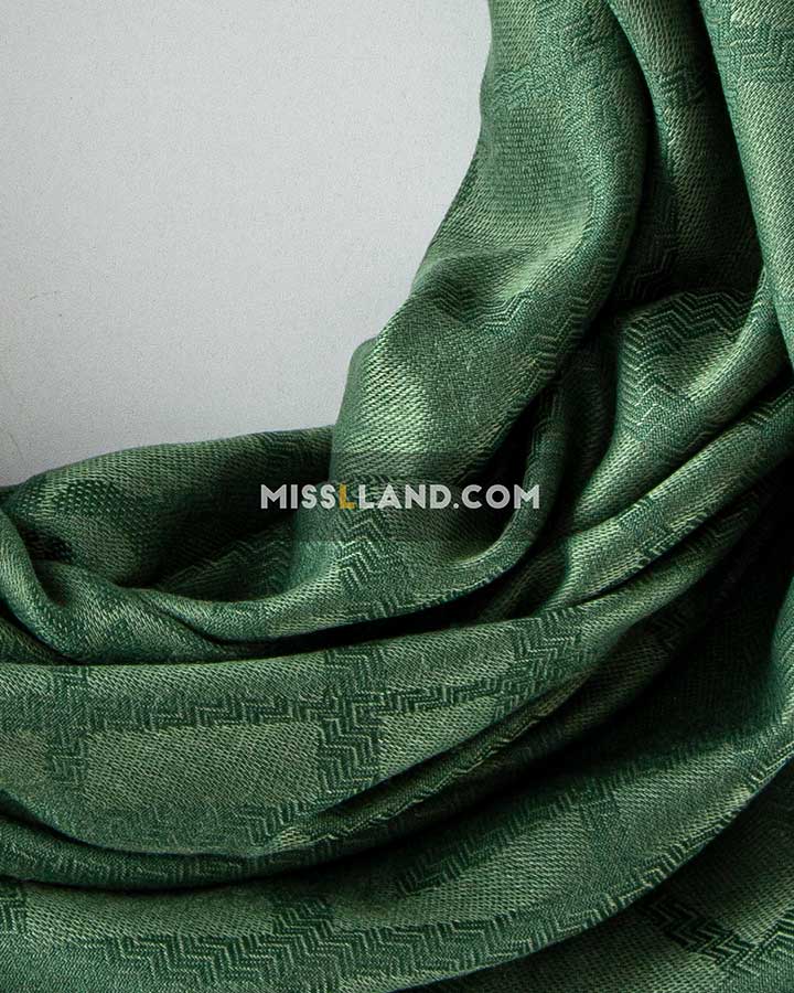 روسری نخی ژاکارد گوچی - مدل 7270 حاشیه سبز تیره