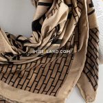 روسری نخی پاییزه هرمس - مدل 7212 حاشیه نسکافه ای