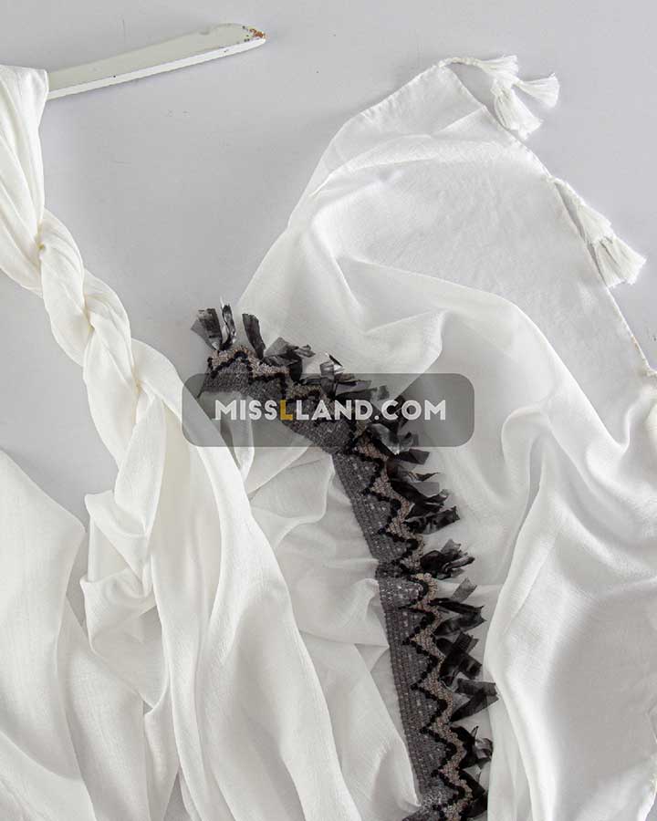 شال مزون دوز دلوناز - مدل 2216 حاشیه سفید