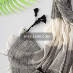 شال نخی کنفی آدور - مدل 3036 حاشیه مشکی