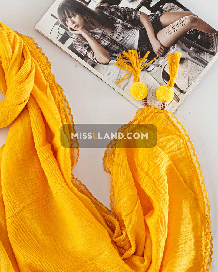 شال نخی چهارفصل آدونیس - مدل 3059 حاشیه زرد
