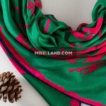 روسری نخی ژاکارد کوکو شنل - مدل 8035 حاشیه سبز