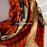 روسری نخی ژاکارد هرمس - مدل 8040 حاشیه آجری