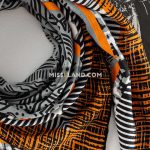 روسری نخی چهارفصل دنیل - مدل 8044 حاشیه نارنجی