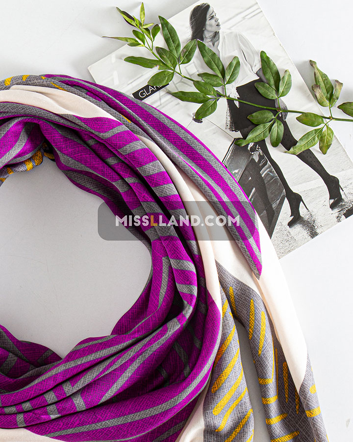 روسری نخی چهارفصل رناتا - مدل 8053 حاشیه بنفش