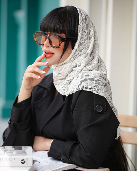 مینی اسکارف گیپور - مدل 7720 تک رنگ